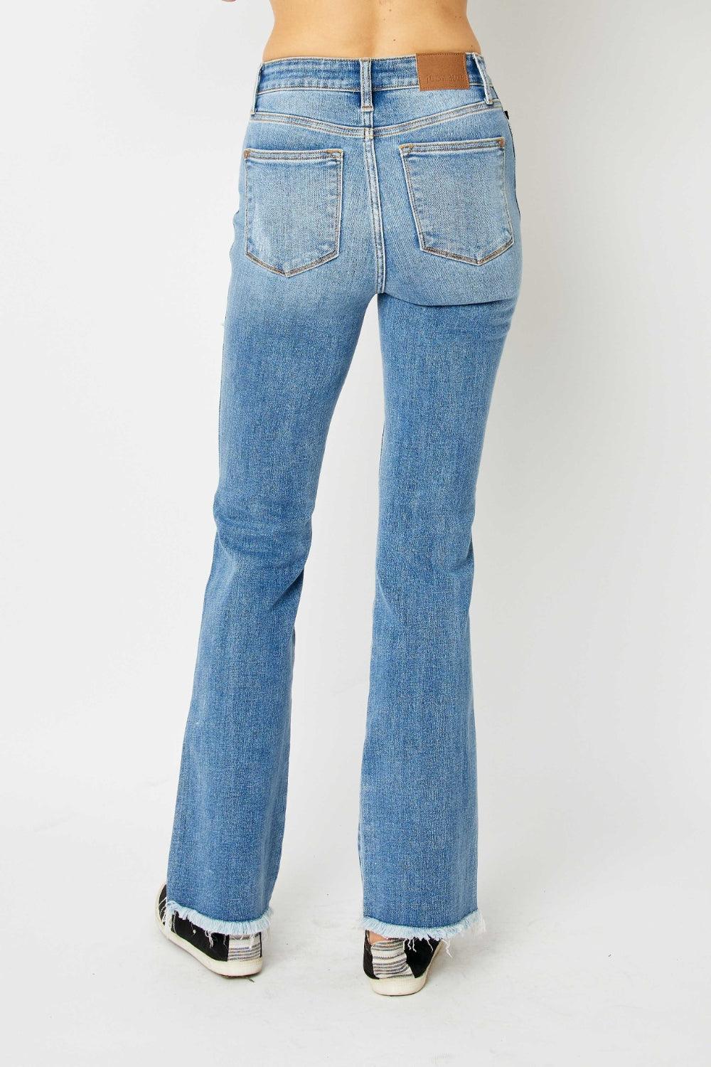 Judy Blue Full Size Distressed Raw Hem Bootcut Jeans Medium Women&