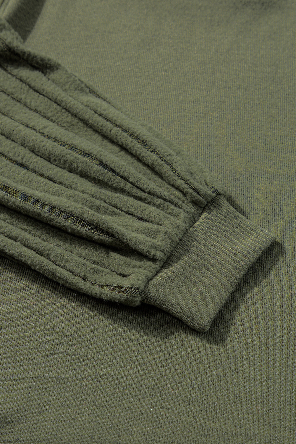 Jungle Green Contrast Ribbed Bishop Sleeve Top 95%Polyester+5%Elastane Tops by Fleurcouture | Fleurcouture