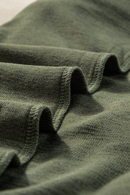 Jungle Green Contrast Ribbed Bishop Sleeve Top 95%Polyester+5%Elastane Tops by Fleurcouture | Fleurcouture