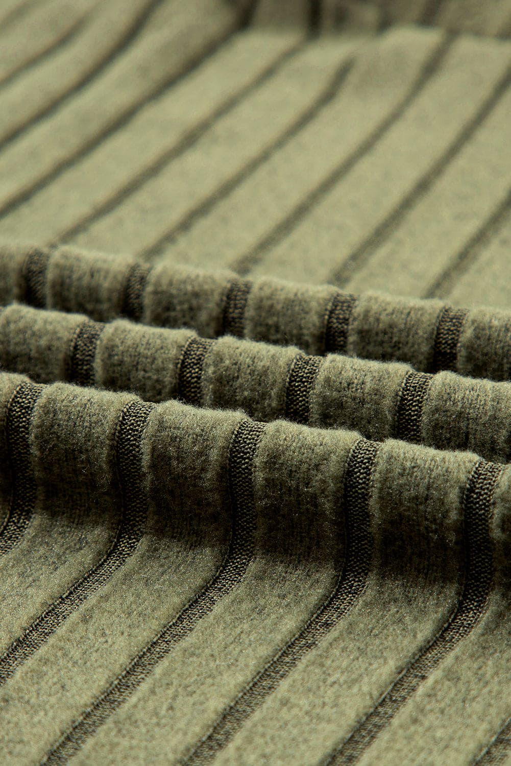 Jungle Green Ribbed Knit High Neck Loose Top and Pants Set Jungle Green 95%Polyester+5%Elastane Two Piece Sets by Fleurcouture | Fleurcouture