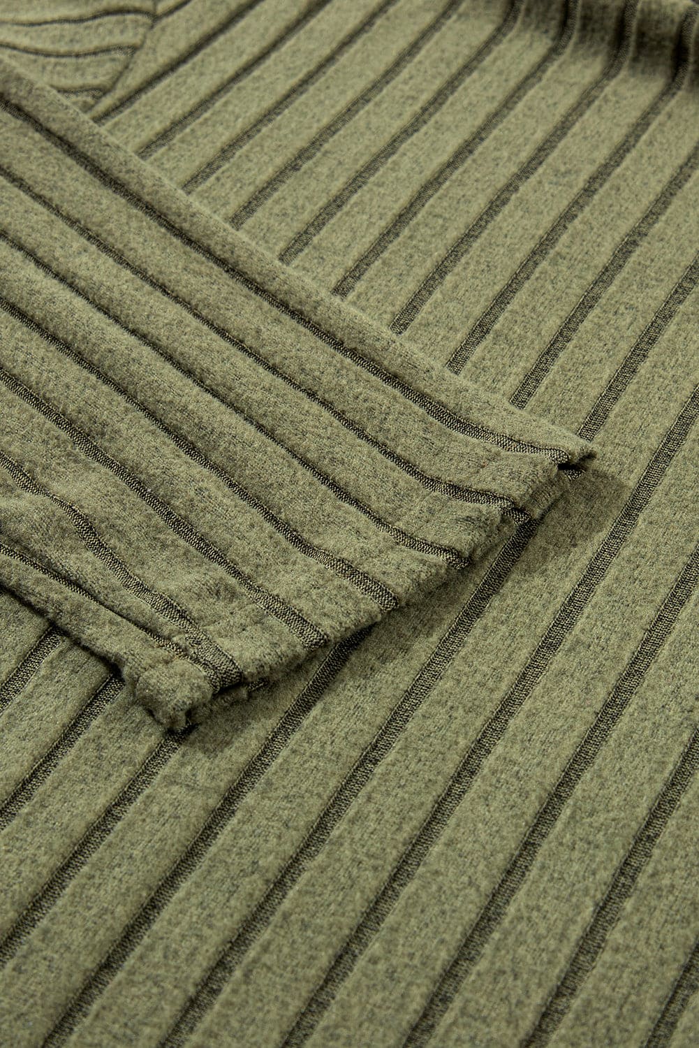 Jungle Green Ribbed Knit High Neck Loose Top and Pants Set Jungle Green 95%Polyester+5%Elastane Two Piece Sets by Fleurcouture | Fleurcouture