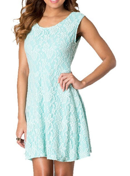 JUNIORS LACE BOW-BACK DRESS Mint S by Cheryl Creations | Fleurcouture