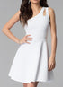 JUNIORS ONE SHOULDER DRESS WITH TEARDROP CUTOUT White S by Cheryl Creations | Fleurcouture