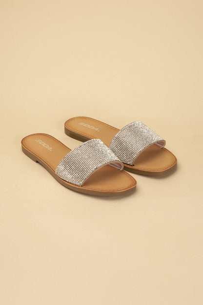 JUSTICE-S Rhinestone Slides Rose Gold 6 by Fortune Dynamic | Fleurcouture