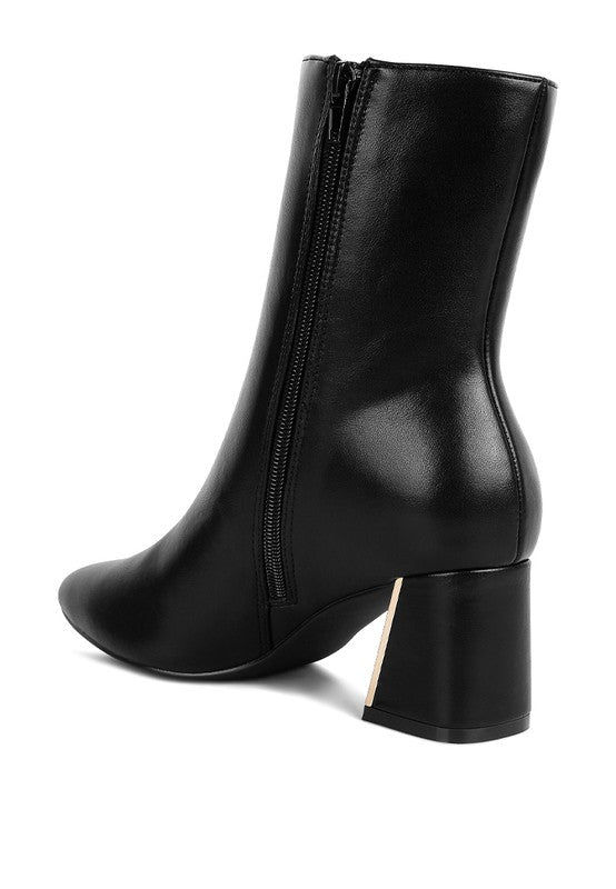 Kaira Metallic Accent Heel High Ankle Boots Black by Rag Company | Fleurcouture