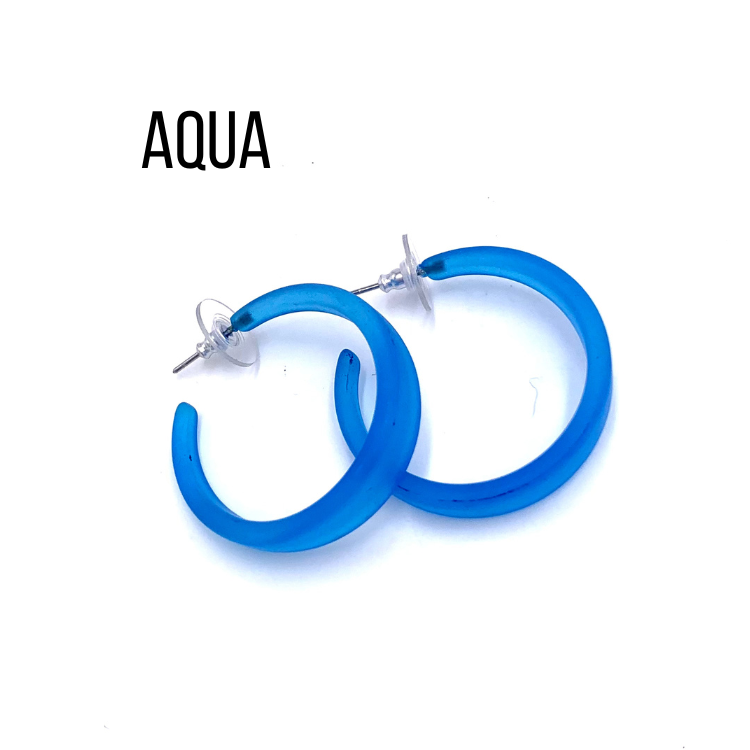 Keira Frosted Hoop Earrings Aqua Keira Hoop by Leetie Lovendale | Fleurcouture