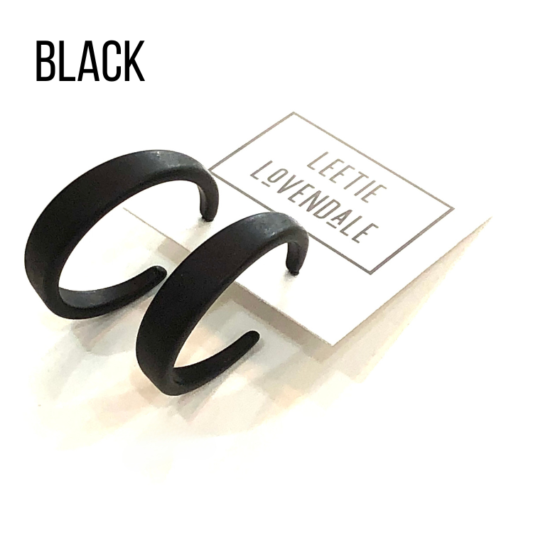 Keira Frosted Hoop Earrings Black Keira Hoop by Leetie Lovendale | Fleurcouture