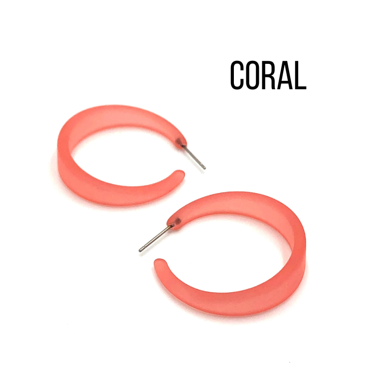Keira Frosted Hoop Earrings Coral Keira Hoop by Leetie Lovendale | Fleurcouture
