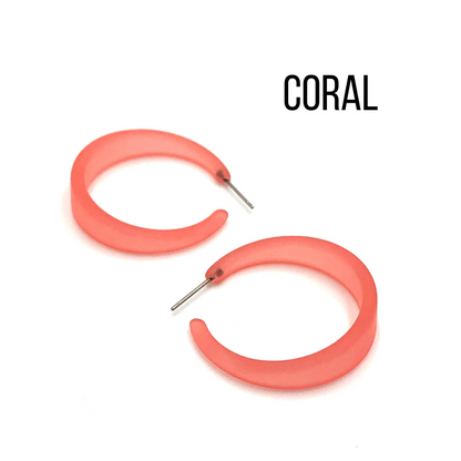 Keira Frosted Hoop Earrings Coral Keira Hoop by Leetie Lovendale | Fleurcouture