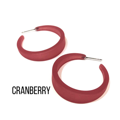 Keira Frosted Hoop Earrings Cranberry Keira Hoop by Leetie Lovendale | Fleurcouture