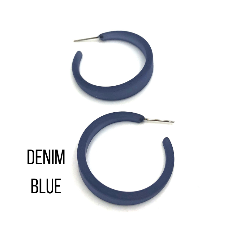 Keira Frosted Hoop Earrings Denim Blue Keira Hoop by Leetie Lovendale | Fleurcouture