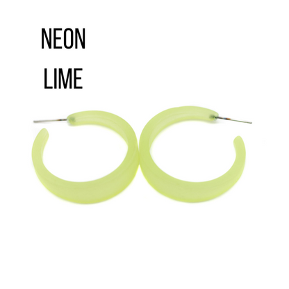 Keira Frosted Hoop Earrings Neon Lime Keira Hoop by Leetie Lovendale | Fleurcouture