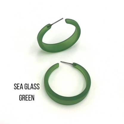 Keira Frosted Hoop Earrings Sea Glass Keira Hoop by Leetie Lovendale | Fleurcouture
