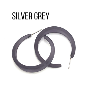 Keira Frosted Hoop Earrings Silver Grey Keira Hoop by Leetie Lovendale | Fleurcouture
