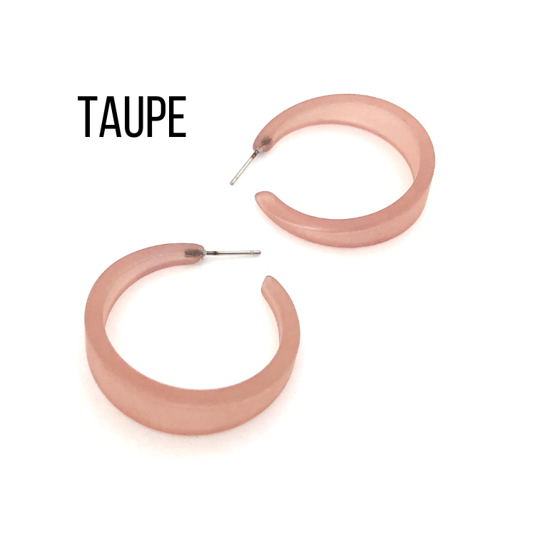 Keira Frosted Hoop Earrings Taupe Keira Hoop by Leetie Lovendale | Fleurcouture