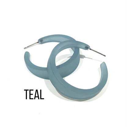 Keira Frosted Hoop Earrings Teal Keira Hoop by Leetie Lovendale | Fleurcouture