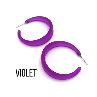 Keira Frosted Hoop Earrings Violet Keira Hoop by Leetie Lovendale | Fleurcouture