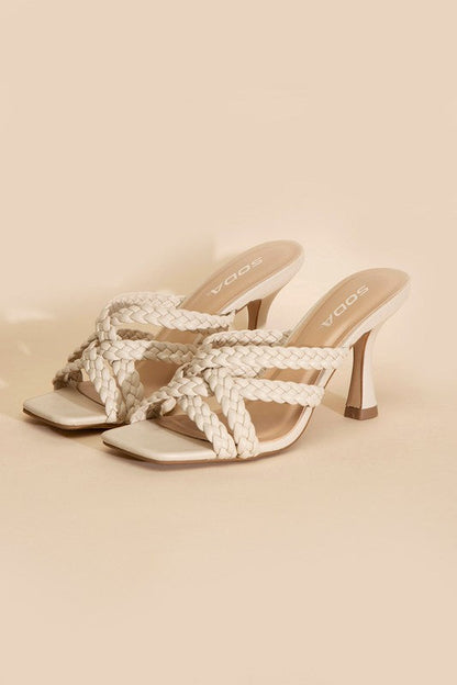 KELLAN-S Double Cross Braided Heels BONE 5.5 by Fortune Dynamic | Fleurcouture