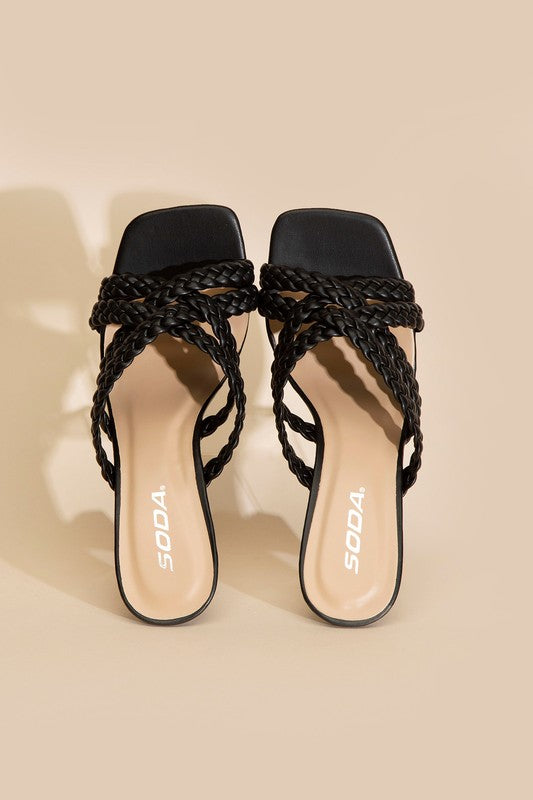 KELLAN-S Double Cross Braided Heels by Fortune Dynamic | Fleurcouture