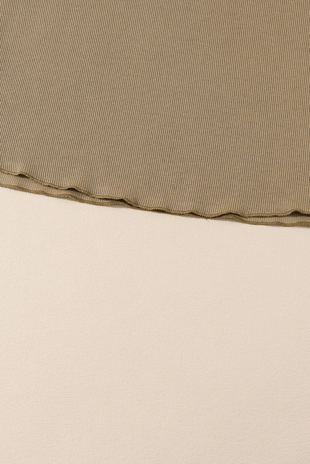 Khaki Exposed Seam Textured Long Sleeve Top Shorts Set Apricot khaki 60%Cotton+35%Polyester+5%Elastane Two Piece Sets by Fleurcouture | Fleurcouture