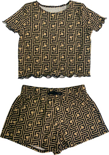 KIDS 2 - PIECE RIBBED PRINTED TOP AND SHORTS SET by Cheryl Creations | Fleurcouture