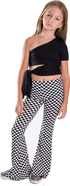 KIDS CHECKERBOARD PRINT BELL BOTTOM PANTS Multi by Cheryl Creations | Fleurcouture