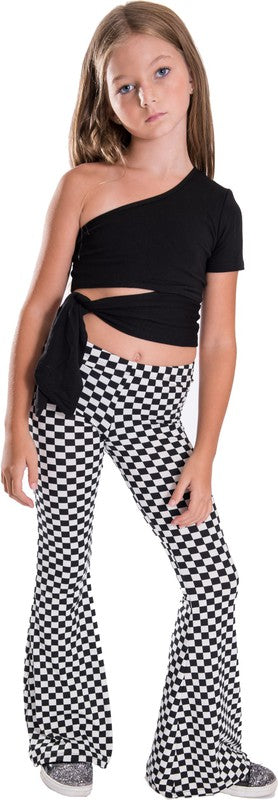 KIDS CHECKERBOARD PRINT BELL BOTTOM PANTS Multi by Cheryl Creations | Fleurcouture