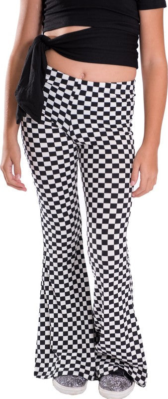 KIDS CHECKERBOARD PRINT BELL BOTTOM PANTS Multi S by Cheryl Creations | Fleurcouture