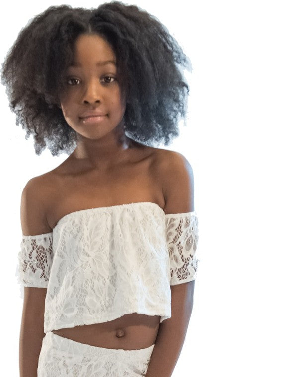 KIDS LACE PALAZZO TOP White S by Cheryl Creations | Fleurcouture