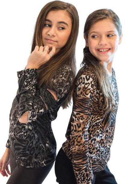 KIDS LEOPARD CUT SLEEVE TOP by Cheryl Creations | Fleurcouture