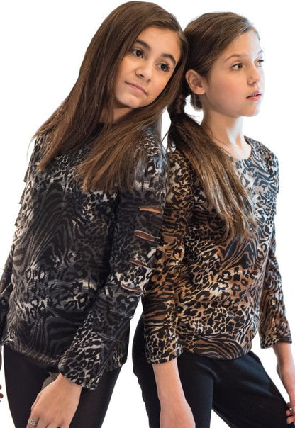 KIDS LEOPARD CUT SLEEVE TOP by Cheryl Creations | Fleurcouture