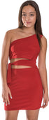 KIDS ONE SHOULDER TIE SIDE DRESS Red S by Cheryl Creations | Fleurcouture