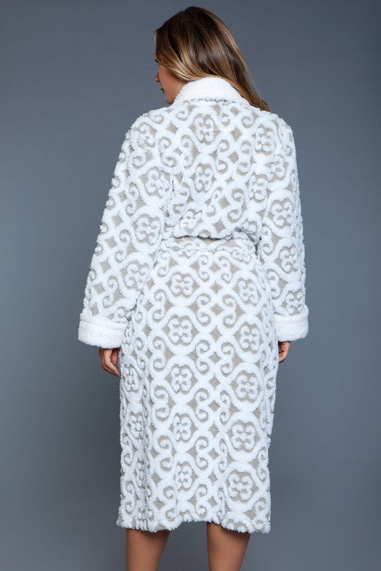 Kimmie Robe White/Grey by BE WICKED | Fleurcouture