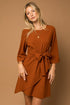 Kimono Sleeve Tie Wrap Dress Brown S by Gilli | Fleurcouture