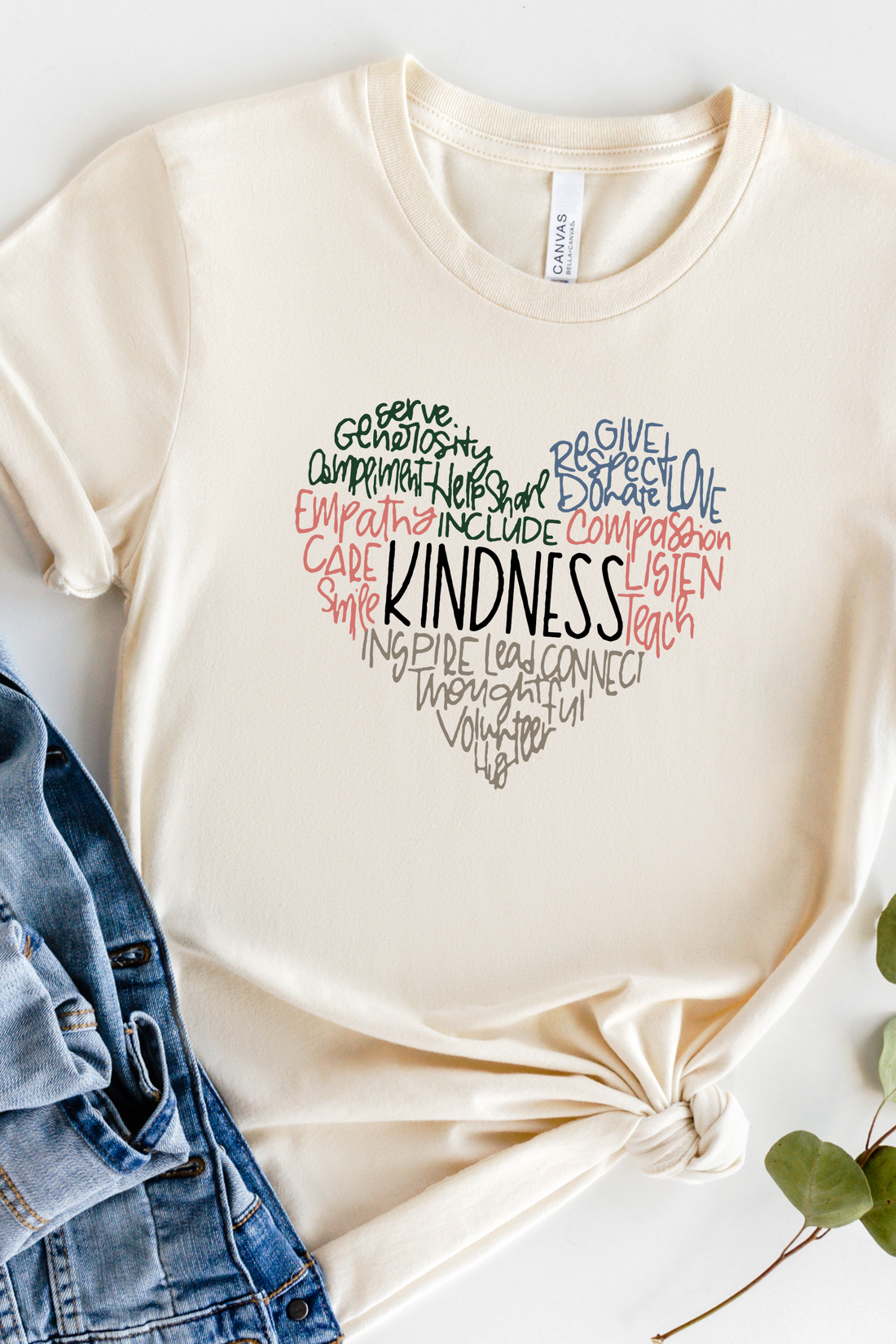 KINDNESS COLORED HEART TEE(BELLA CANVAS) by LL | Fleurcouture