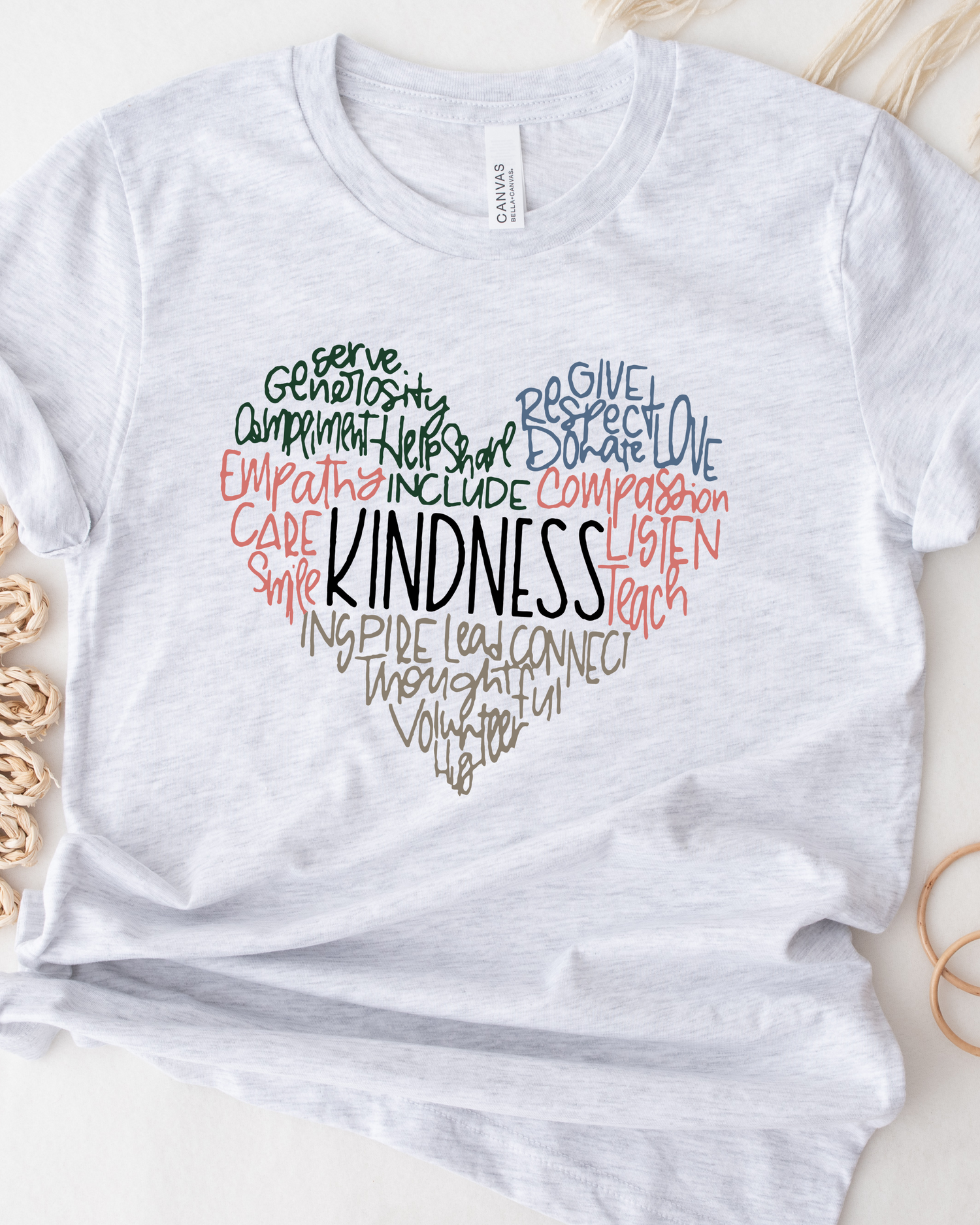 KINDNESS COLORED HEART TEE(BELLA CANVAS) by LL | Fleurcouture