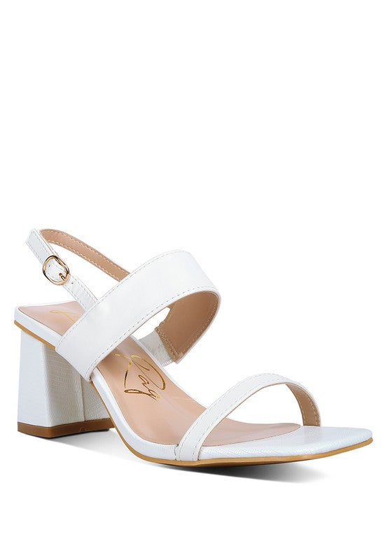 KIRK Elasticated Gussets Block Heel Sandals White 9 by Rag Company | Fleurcouture