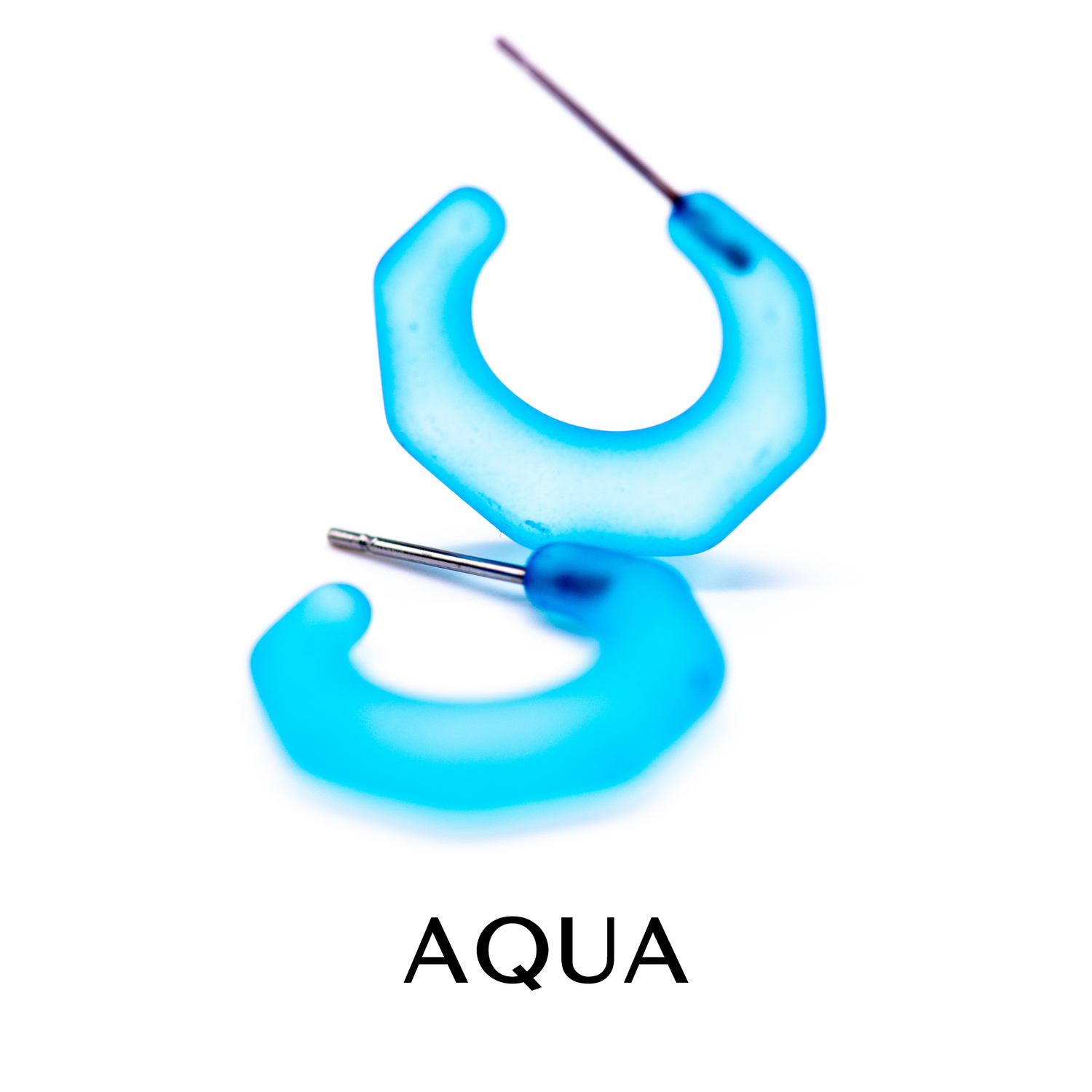 Kit Hoop Earrings Aqua Blue Kit Hoops by Leetie Lovendale | Fleurcouture