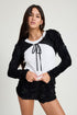 KNIT BOLERO WITH 3D ROSETTES BLACK S by Emory Park | Fleurcouture