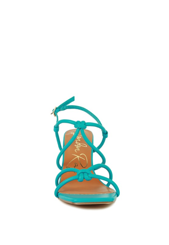 KRALOR KNOTTED STRAP MID HEEL SANDAL by Rag Company | Fleurcouture