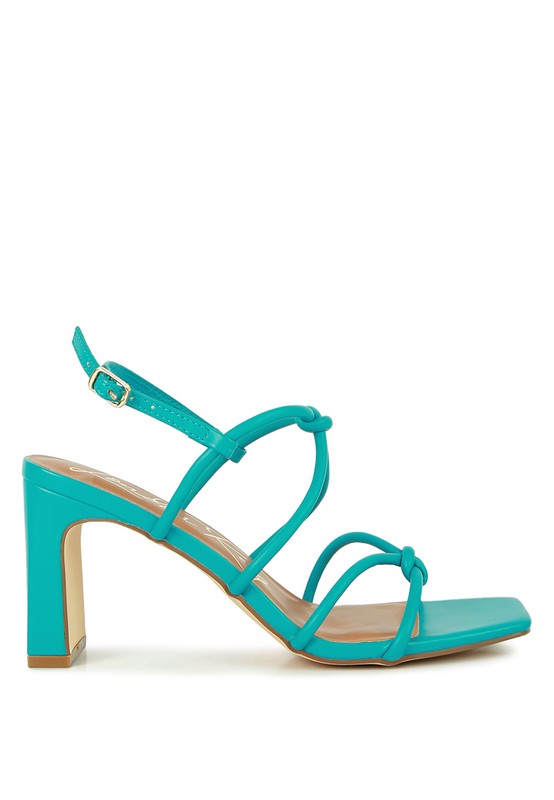 KRALOR KNOTTED STRAP MID HEEL SANDAL by Rag Company | Fleurcouture