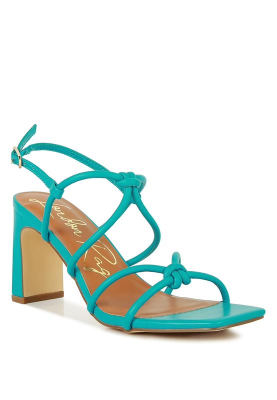 KRALOR KNOTTED STRAP MID HEEL SANDAL by Rag Company | Fleurcouture