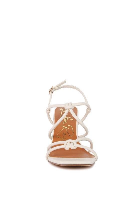 KRALOR KNOTTED STRAP MID HEEL SANDAL by Rag Company | Fleurcouture