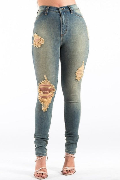 Kylie Skinny Jean in Sand Light Wash 1 by GJG Denim | Fleurcouture