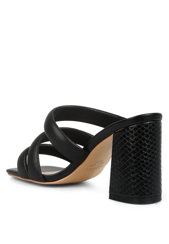 Kywe Textured Heel Chunky Strap Sandals by Rag Company | Fleurcouture