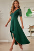 Lace Cutout V-Neck Short Sleeve Dress Dark Green XS Women&