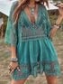 Lace Detail Plunge Cover-Up Dress Teal One Size Swimwear by Trendsi | Fleurcouture