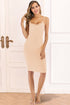 Lace Detail V-Neck Spaghetti Strap Lounge Dress Tan S Women&