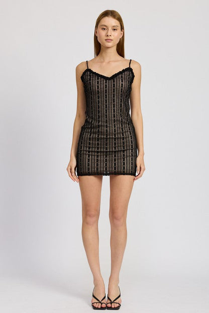 LACE MNI DRESS WITH RUFFLE DETAI by Emory Park | Fleurcouture