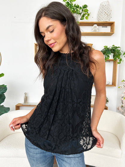 Lace Round Neck Tank Women&